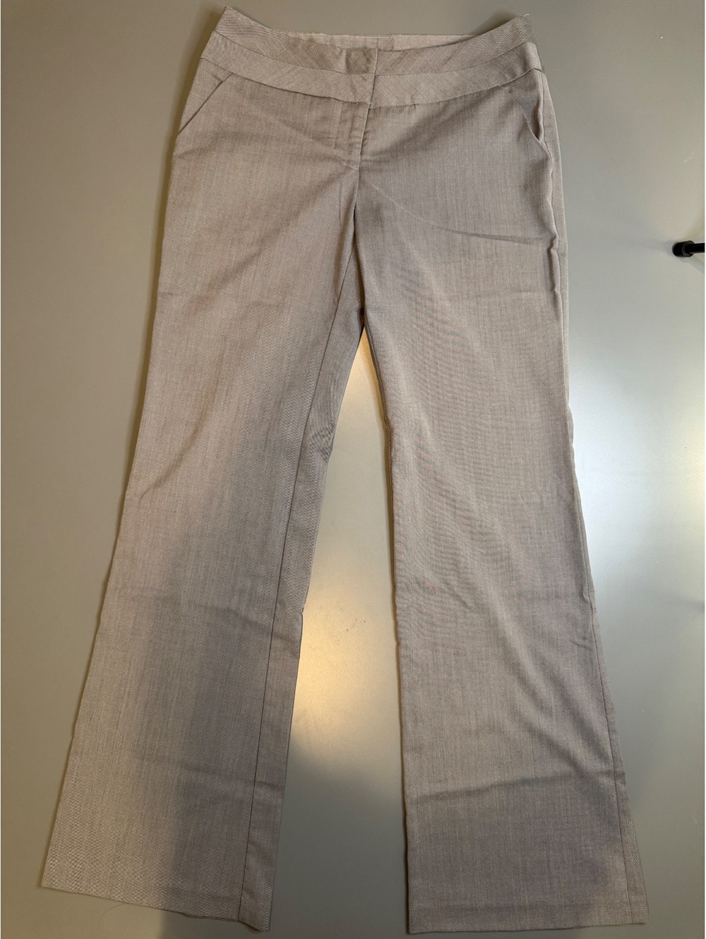Women's Light Gray Dress Pants with Straight Leg, Size 5